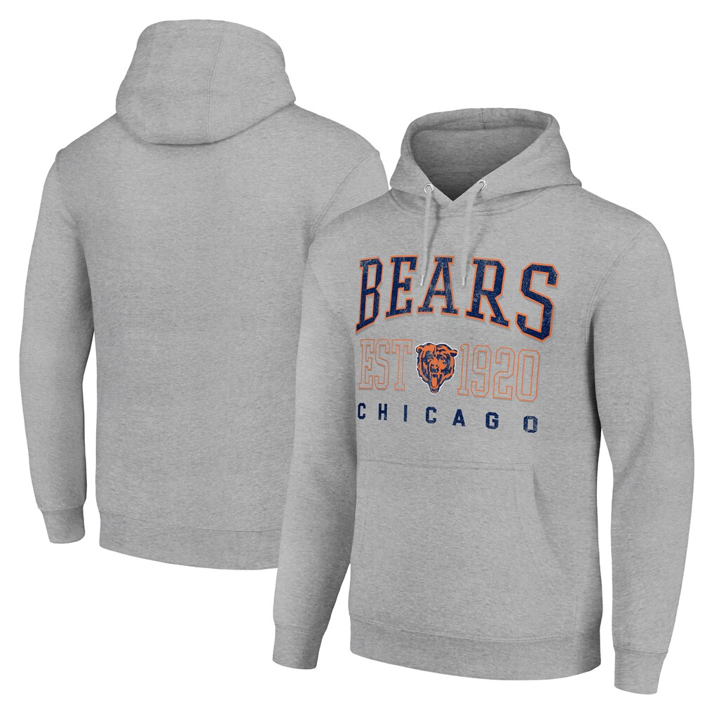 Men's Chicago Bears Grey Throwback Logo Pullover Hoodie Men's Chicago Bears Grey Throwback Logo Pullover Hoodie